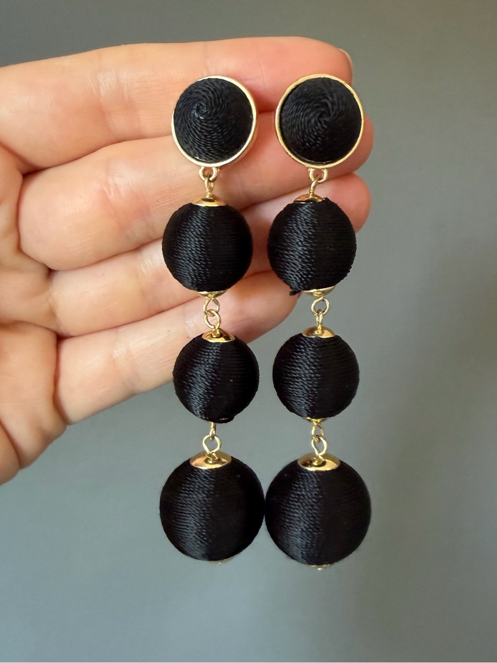 Earrings Black Triple Drop Ball Earrings - Elegant Women Jewelry NWOT
